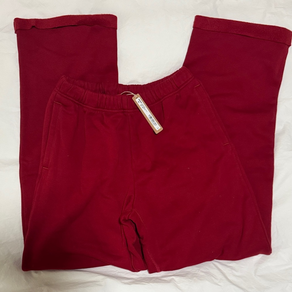 NWT SKIMS cotton fleece straight leg sweatpants in brick
